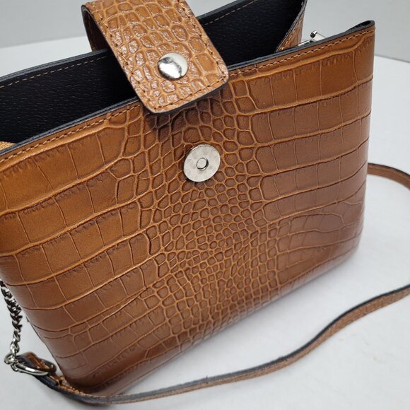 Anna Morellini Leather Handbag Olivia Model 189446 Honey Color Crossbody Purse - Picture 10 of 10